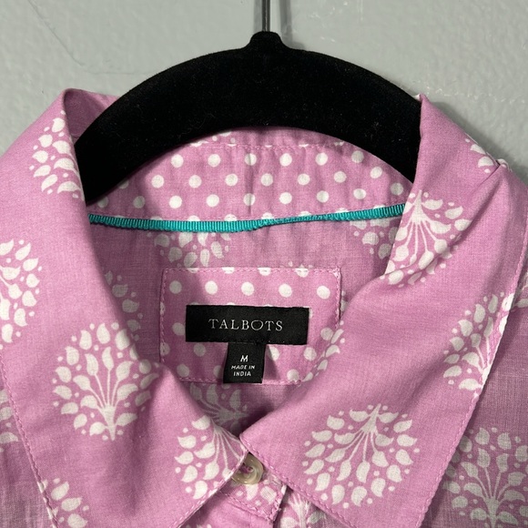 Talbots COTTON BUTTON FRONT SHIRT - TREE OF LIFE sz M - Picture 6 of 11